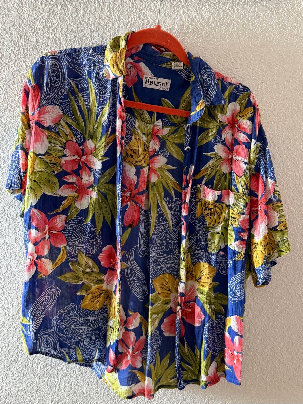 Blue Floral Button-Front Women's Top